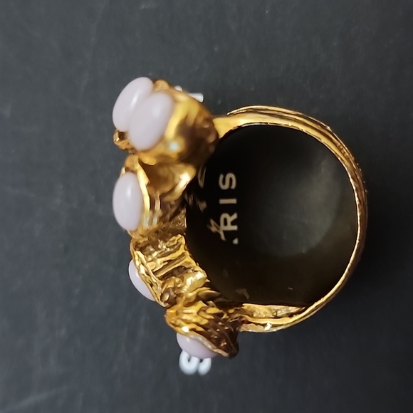 YSL Saint Laurent Lilac Gold Plated Statement Ring 5 - Picture 6 of 7